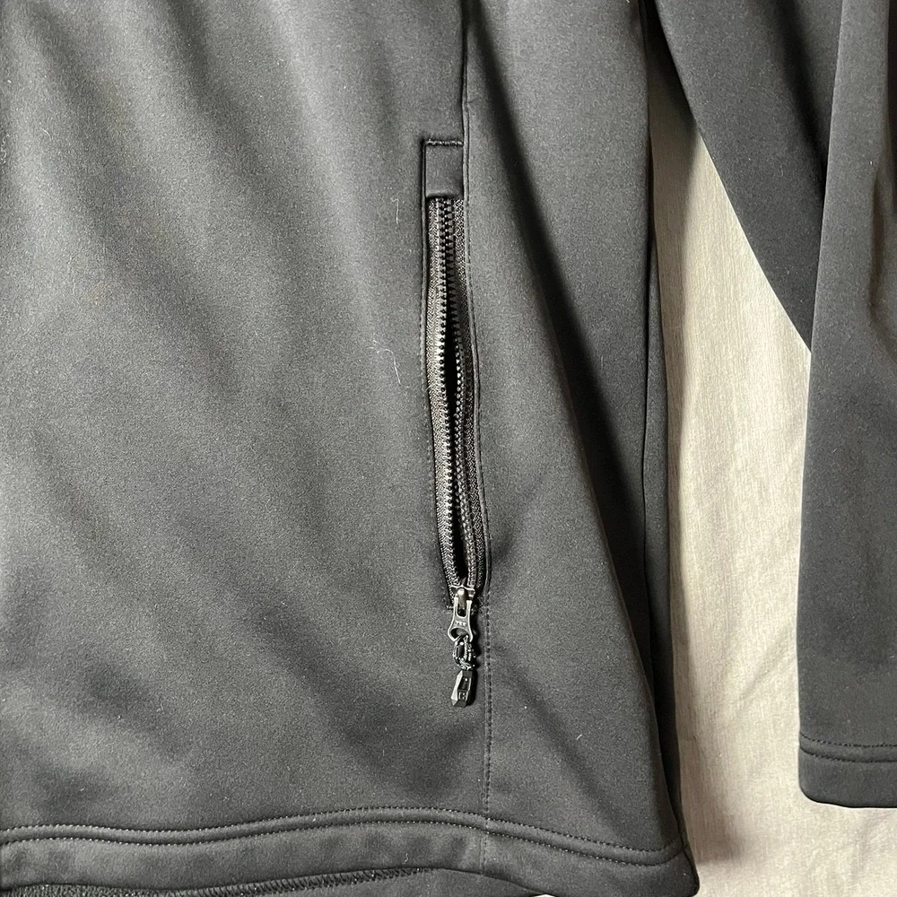 Swiss Tech Jacket Mens M Softshell Hoodie Black Full Zip Fleece Lined EUC